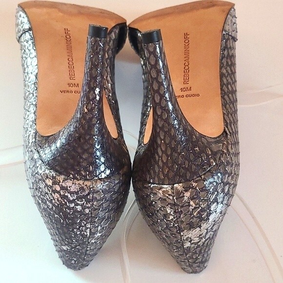 Rebecca Minkoff " Brie" D'orsay pumps, Charcoal snake print Size 10 - Picture 11 of 13